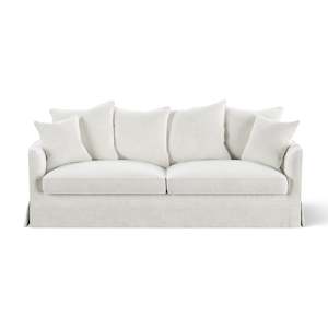 Hamptons Contemporary Three Seater Slip-Cover Sofa - Ivory