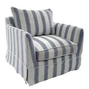 Hamptons Contemporary Armchair Removable Cover - Blue Sky Stripe
