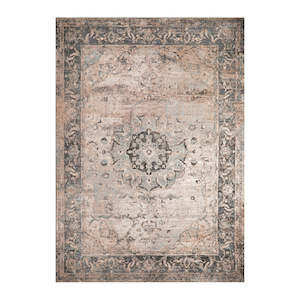 Turkish Style Distressed Rug 1.7m x 2.4m - Faded Peach Grey Tones