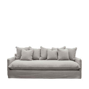 Relaxed Three Seater Slip-Cover Sofa - Cement