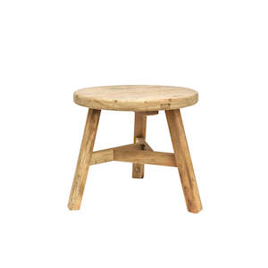 Boho Beach: Handmade Medium Round Nesting Peasant Coffee Table - Natural