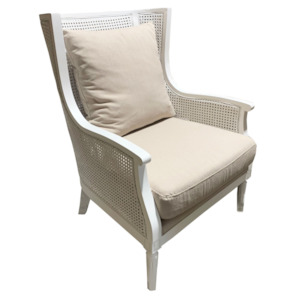 On Sale: Lattice Rattan Armchair - Antique White