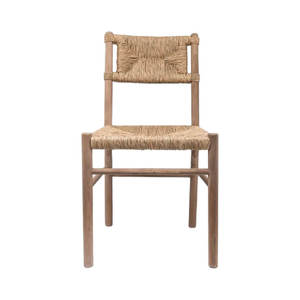 Furniture: Pair of Resort Oak & Seagrass Dining Chairs - Natural