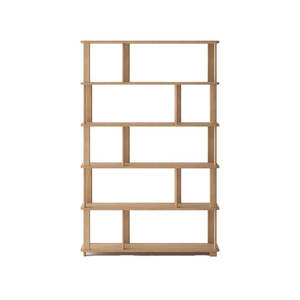 Furniture: Solid Oak Asymmetrical Bookshelf - Natural