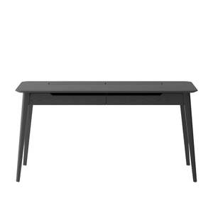 Scandi Oak Slot Detail Desk - Black