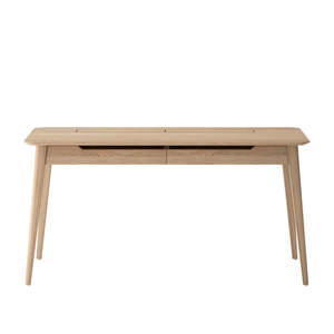 Furniture: Scandi Oak Slot Detail Desk - Natural