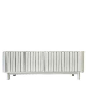 Furniture: Slatted Front Timber Entertainment Unit - Chalk