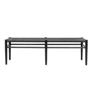 On Sale: Oak & Rattan Bench 150cm - Black