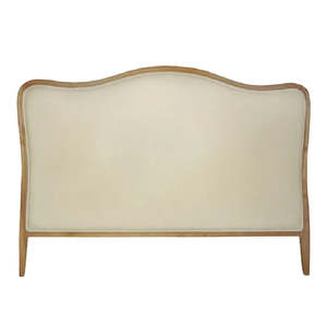 Scalloped Oak & Natural Linen Headboard - King