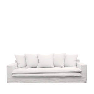 Boho Beach: Keely White Three Seater Slip-Cover Sofa