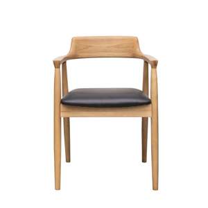 Leather & Ash Curved Back Dining Chair - Natural & Black