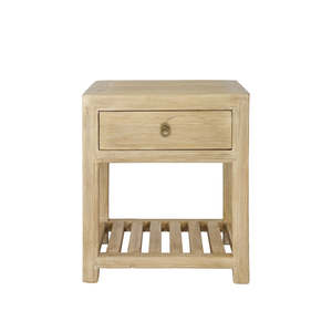 Coastal Farmhouse Reclaimed Elm Bedside Table - Natural