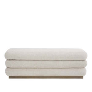 Bedroom Furniture: Stack Ottoman Bench With Storage - Oatmeal