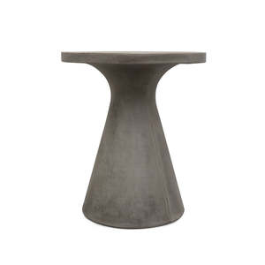 Outdoors Furniture: Outdoor Round Concrete Pedestal Dining Table 75cm - Cement Grey