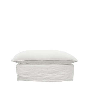 Relaxed Slip-Cover Ottoman - White