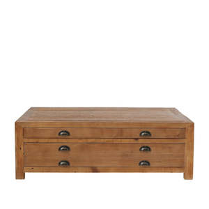 Furniture: Anchorage Reclaimed Pine Four Drawer Rectangular Coffee Table 122cm