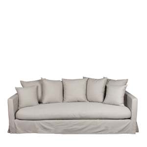 Hamptons: Spacious Three Seater Slip-Cover Sofa 240cm - Toffee
