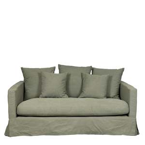 Hamptons: Spacious Two Seater Slip-Cover Sofa 180cm - Green