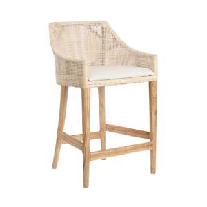 Hamptons: Calypso Rattan Counter Stool 65cm - Natural Whitewash