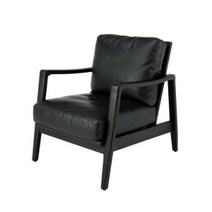 Statement Back Ash & Leather Armchair - Black
