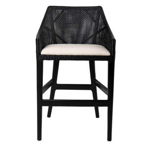 Calypso Rattan & Mahogany Counter Stool 65cm - Black