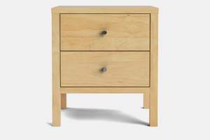 Bedside Tables: Andes 2 Drawer Bedside Table - Pine