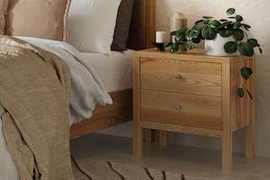 Andes 2 Drawer Bedside Table - Ash