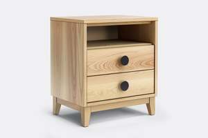 Bedside Tables: Naseby 2 Drawer Bedside with Box - Ash