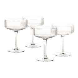 Barware Glassware: Ribbed Cocktail Coupes - Set of 4