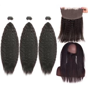 Afro-Straight hair bundles with Lace Frontal