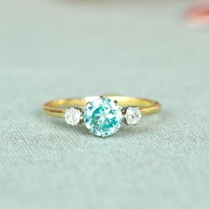 Products: Siobhan - Art deco Zircon and diamond 3 stone ring
