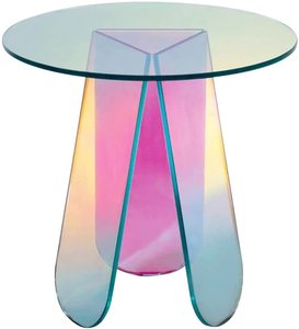 Acrylic Rainbow Color Coffee Table, Iridescent Glass End Table Round Side Table &hellip;