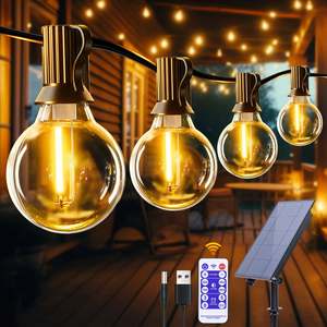 Solar String Lights Outdoor G40 Patio Lights with LED Shatterproof Bulbs,Weather&hellip;