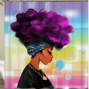 African American 3D Retro Style Print Waterproof Polyester Shower Curtain With 1&hellip;