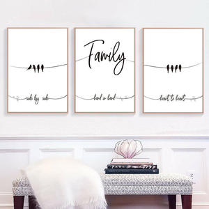 Furniture Living Dining: Canvas Painting Black White Pictures Posters  Wall-Decor Bird Abstract Quote Home-Decoration