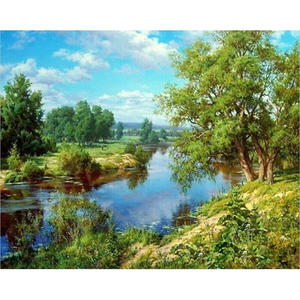 Forest River Natural Landscape DIY Digital Painting By Numbers Modern Artistic C&hellip;