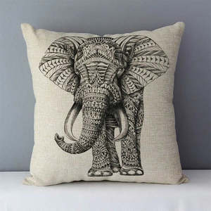Exotic Throws Cushion Covers Faux Fur Cotton Linen Living Bedroom: Exotic Animal Print Decorative Cushion Cover ONLY -  Elephant, Rhino, Koala, Owl, Elk