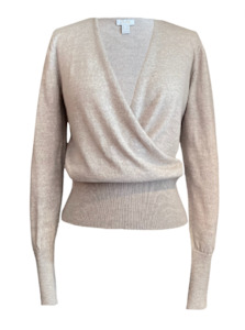 Knitwear: Wrap Knit Top (Sand)
