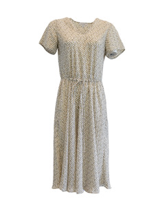 1: Drawstring Dress (Natural Geometric)