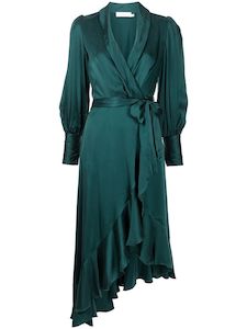 Special Ocassion: Silk Wrap Midi Dress ( Jade)