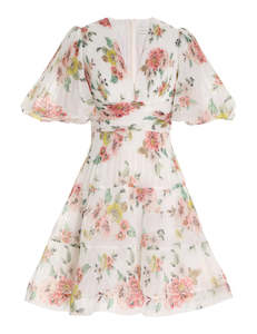 Special Ocassion: Pleated Mini Dress (Coral Floral