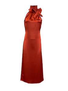 Bow Halter Dress Midi (Chilli - Limited Edition)