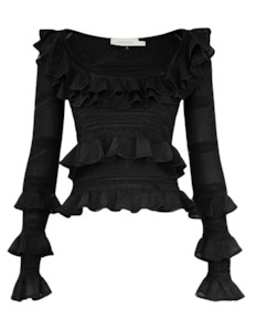 Illuminate Lace Frill Top (Black)