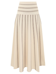 Skirt: Hypnotic Stripe Midi Skirt (Cream + Tan)