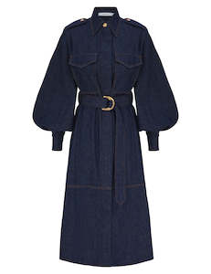 Denim Cargo Midi Dress