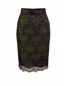 Skirt: Lace Pencil Skirt (Black & Gold)