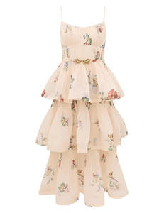 Zimmermann: SPECIAL ORDER Pleated Tiered Midi Dress