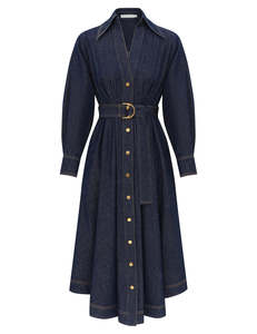 Denim Midi Shirt Dress