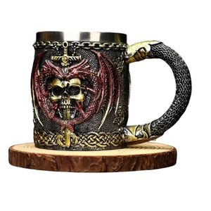 Armored Skull Mug Creepy - Dragon Warrior Red & Green