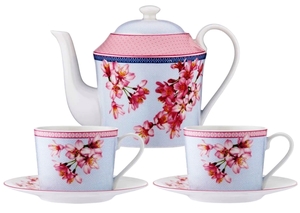 Ashdene Cherry Blossom Teapot and 2 Teacup Set